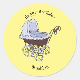 Stroller cartoon illustratie ronde sticker