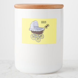 Stroller cartoon illustratie voedselcontainer etiket