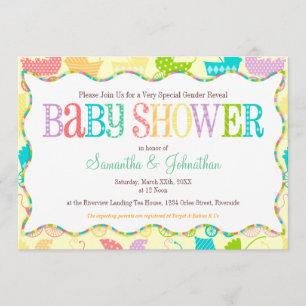 Stroller Chic Gender onthulling Baby shower Invita Kaart