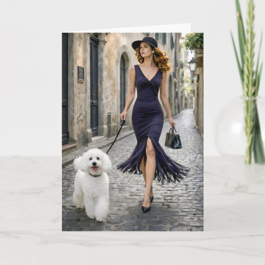Strolling Italy, Poodle Blank Card Kaart (Voorkant)