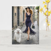 Strolling Italy, Poodle Blank Card Kaart (Gele Bloem)