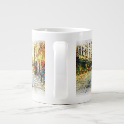 Stromen van de oude Praag-waterverf Extra Grote Mok (Achterkant)