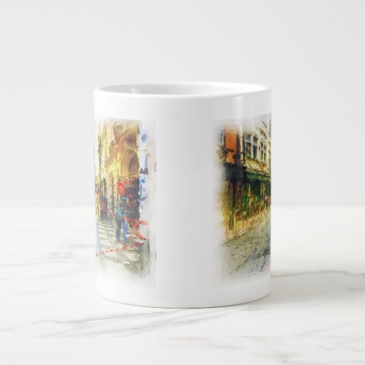 Stromen van de oude Praag-waterverf Extra Grote Mok (Voorkant)