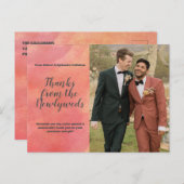 stromend Abstract Sinaasappel Dank je bruiloft fot Briefkaart (Voorkant / Achterkant)