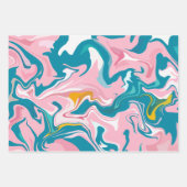 Stromend marmerontwerp met roze en turquoise inpakpapier vel (Voorkant)