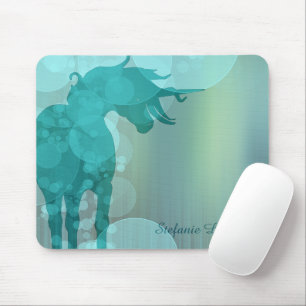 stromend Unicorn Silhouette (blauwgroen met blauwg Muismat