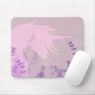 stromend Unicorn Silhouette (paarse bloemen) Muismat