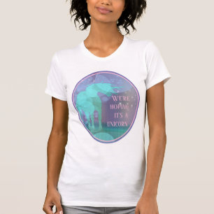 stromend Unicorn Silhouette (regenboogbellen/wit) T-shirt