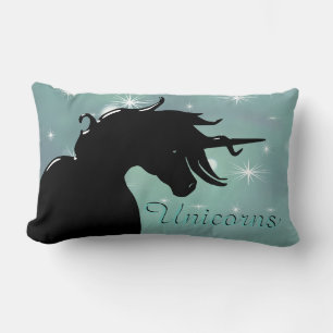 stromend Unicorn Silhouette (wazig groen met sterr Kussen