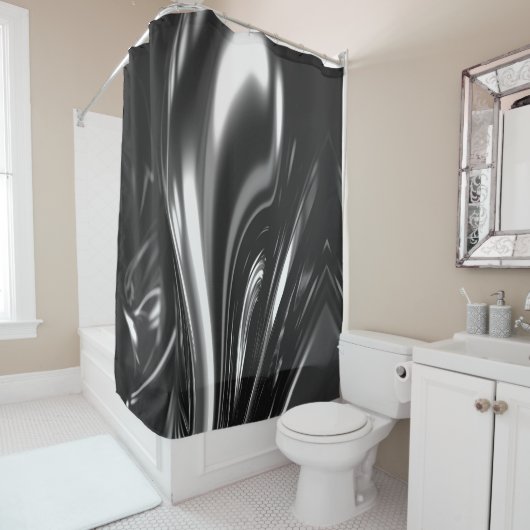 Stromend zilver metaal douchegordijn (In situ)