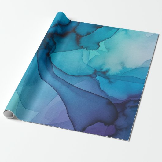Stromende Abstracte Waterverf Gift Wrap Cadeaupapier (Uitgerold)