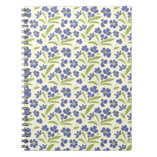 Stromende biologische bloemen blauw groen op crème notitieboek