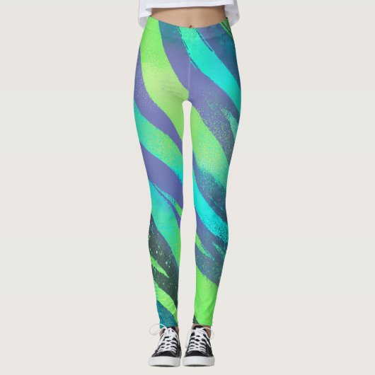 Strömende Farbwogen im Neonlicht Leggings (Voorkant)