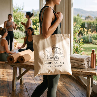 Stromende Lijnkunst Mediterende Figuur yoga Tote Bag