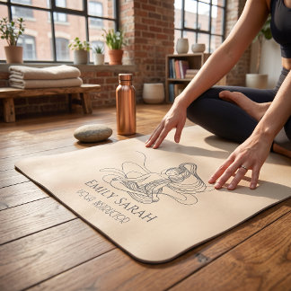 Stromende Lijnkunst Mediterende Figuur Yoga Yogamat