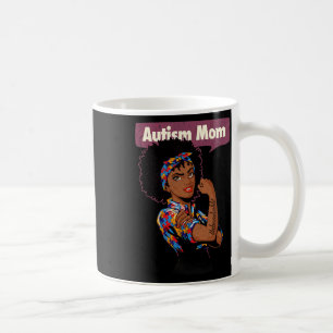 Strong Autism Mom Awareness Afro Mother Black Woma Koffiemok