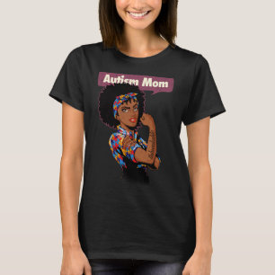 Strong Autism Mom Awareness Afro Mother Black Woma T-shirt