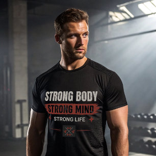 Strong Body Strong Mind Gym Motivatie T-Shirt