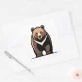 Strong Calm Bear Illustration Vierkante Sticker (Envelop)