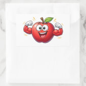 Strong Cartoon Apple Flexing Muscles Sticker (Tas)