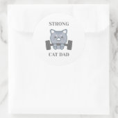 Strong Cat Dad Ronde Sticker (Tas)