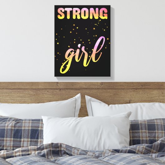 Strong Girl Pastel Star Canvas Afdruk (Insitu (Slaapkamer))