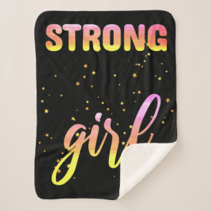 Strong Girl Pastel Star Sherpa Deken