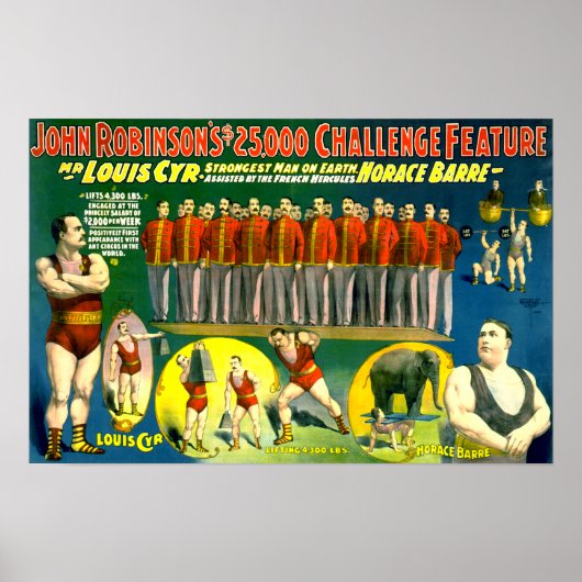 Strong Men Circus Show Poster Vintage 1898 (Devant)