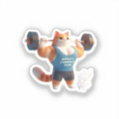 Strong Mom Gym Cat Keychain Sticker (Recto)