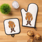 Strong Pie Wearing Boots Ovenwant & Pannenlap Set (Top down)