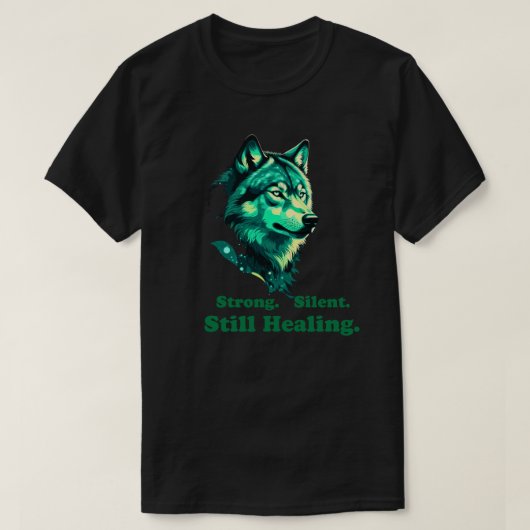 Strong Silent Still Healing Minimal Wolf Art T-shirt (Design voorkant)