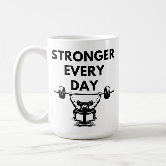 STRONGER EVERY DAY Mug Gym Motivation Koffiemok (Links)