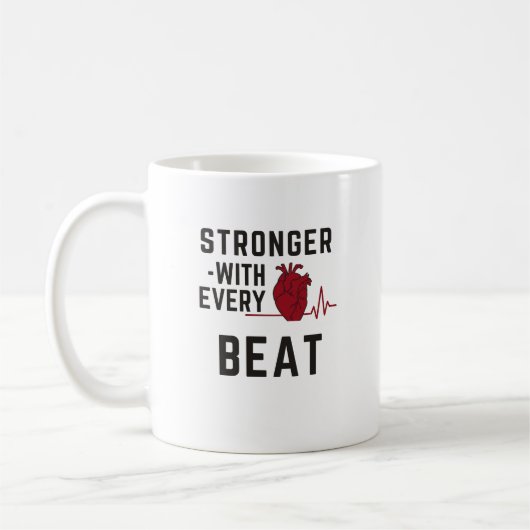 Stronger With Every Beat Heart Coffee Mug Koffiemok (Links)