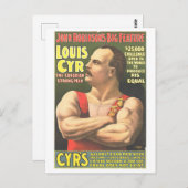 Strongman Act  Circus Ad Lithograph Briefkaart (Voorkant / Achterkant)