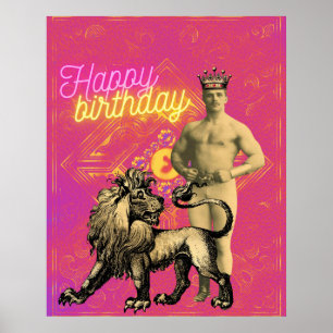  Strongman Funky Veranderde Kunst Birthday Poster
