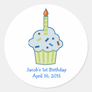Strooi Cupcake 1e eerste verjaardag gunst Stickers