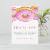 Strooi Donuts Waterverf Roze Baby shower Bedankkaart (Staand voorkant)