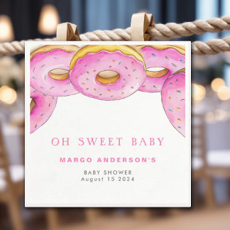 Strooi Donuts Waterverf Roze Baby shower Servet