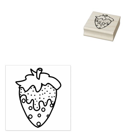 Strooi en chocolade gedipte aardbei 	rubberstempel (Gestempeld)