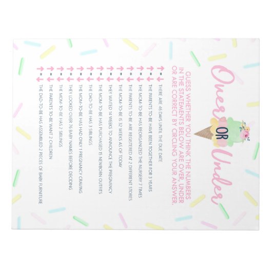 Strooi Ice Cream Over of Onder Douche Game Pack Notitieblok (Voorkant)