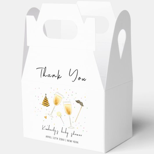 Strooi Sip en zie Champagneglas Baby shower Bedankdoosjes (Open)
