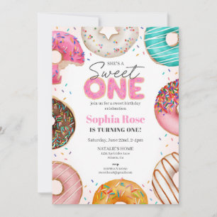 Strook Donut Sweet ONE 1e verjaardagsfeestje Kaart