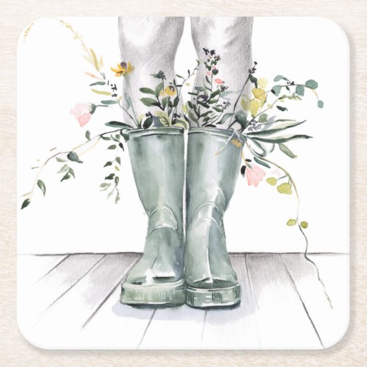 Stroom en groei II Vierkante Kartonnen Onderzetter (Voorkant)