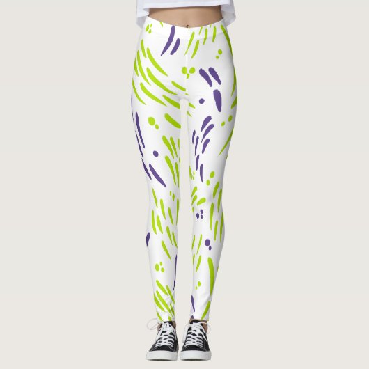 Stroom in Lime Groen en Paarse Leggings (Voorkant)