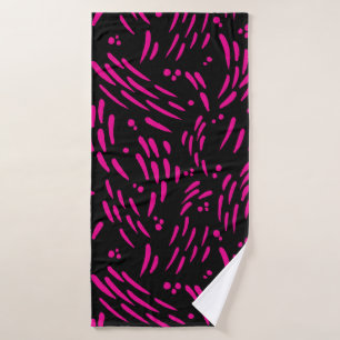 Stroom in magenta en zwart badhanddoek