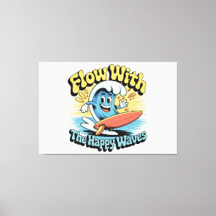 Stroom Met De Gelukkige Golven Muurkunst Canvas Afdruk