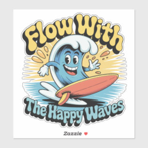 Stroom Met De Gelukkige Golven Waterdichte Sticker