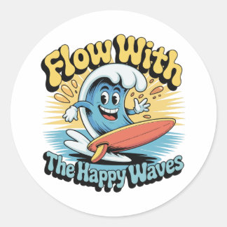 Stroom Met De Gelukkige Golven Waterdichte Sticker