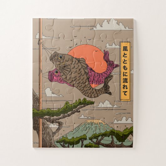 Stroom met de wind Koinobori Legpuzzel (Verticaal)