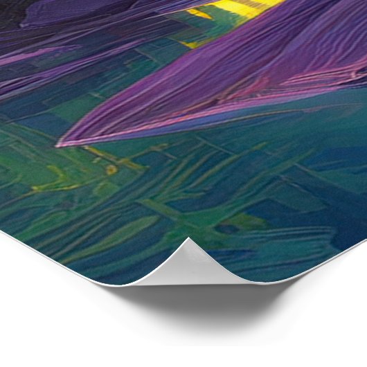 Stroom tussen pijnbomen en rotsen poster (Hoek)